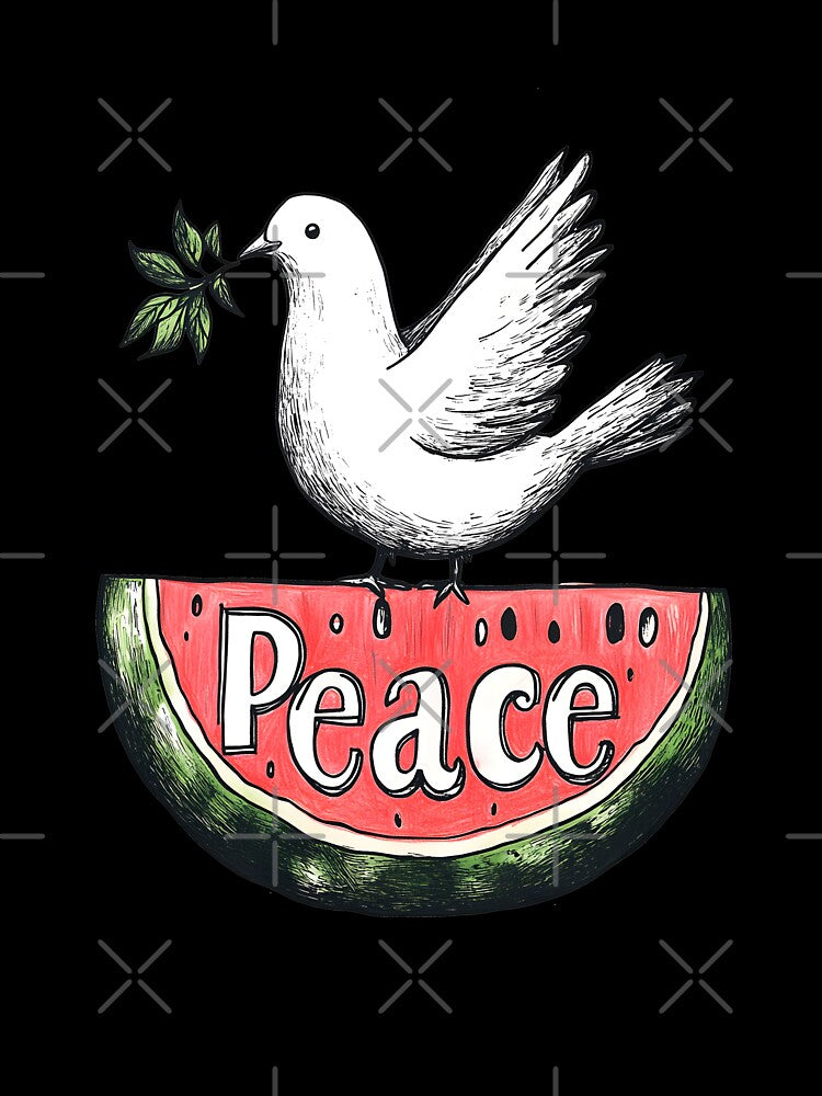 بطيخ وسلام- A Bite of Peace | Watermelon & Dove in Minimalist Serenity Digital AI Generated Art by FUNqoosh