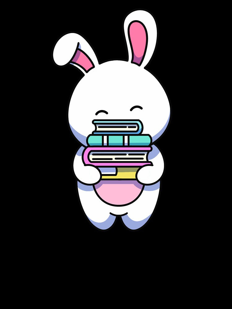 Bookish Bunny – Cute Book Stack Lover Design by yogiskencing