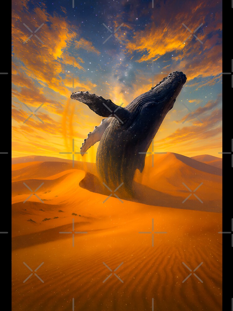 Cosmic Desert Whale: Surreal Humpback Breaching a Sunset Dreamscape by WilderRoads