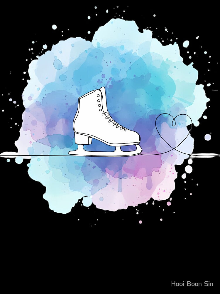 Figure Skating Heart - Minimalist Line Art by Hooi-Boon-Sin