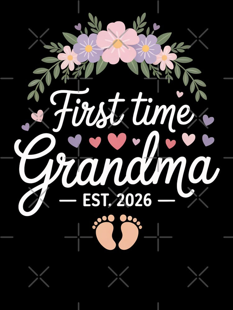 First Time Grandma Est. 2026 | Floral Baby Announcement Design by Gogetgiggles