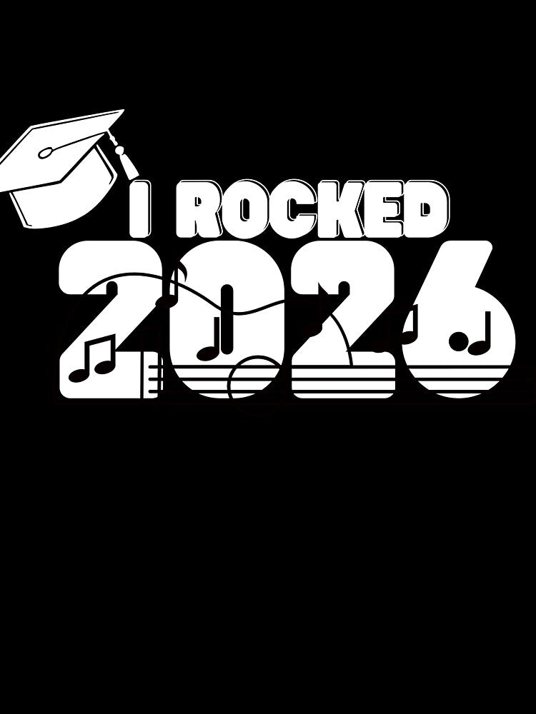 I Rocked Retro white Class of 2026 guitar (print on dark) by Cottageshop