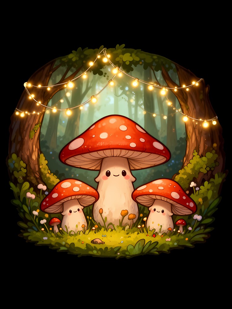 Cute Mushrooms in a Magical Forest by WrenAndWhimsy
