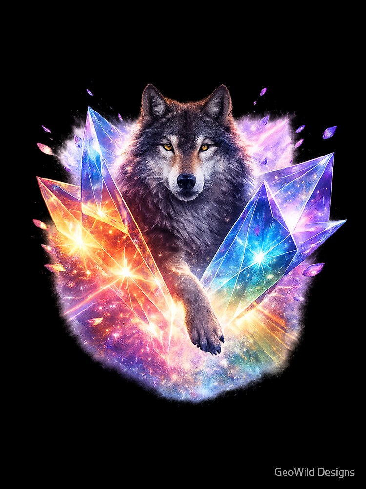 Wolf Prism – Cosmic Crystal Wolf Geometric Art by GeoWild Designs