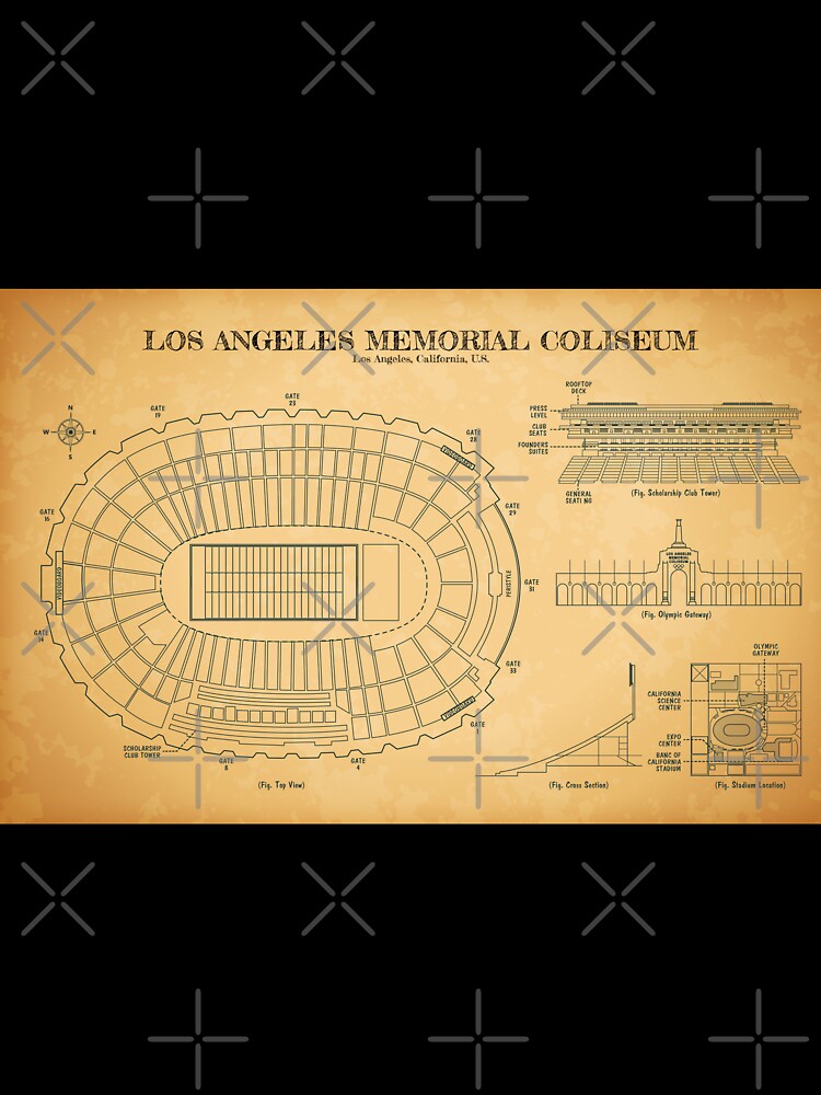 Los Angeles Memorial Coliseum (Aged Parchment) by BGALAXY