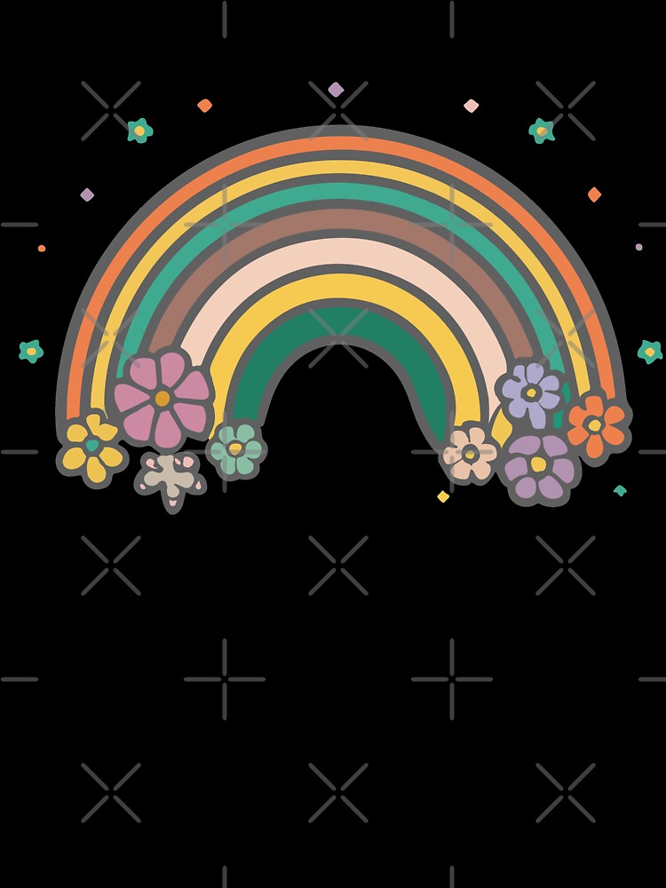 Retro BOHO Flowers 60's 50's 70's Funky Hippie Rainbow by RoguePixel