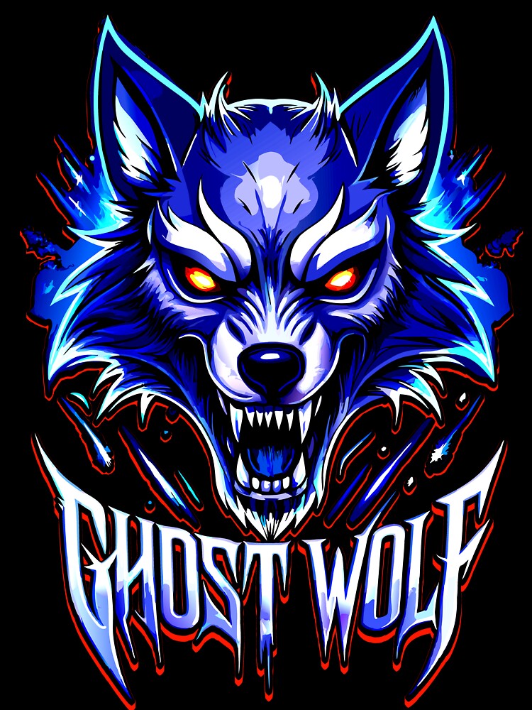 Ghost Wolf – Neon Blue Spirit of the Night by VikArtStudio