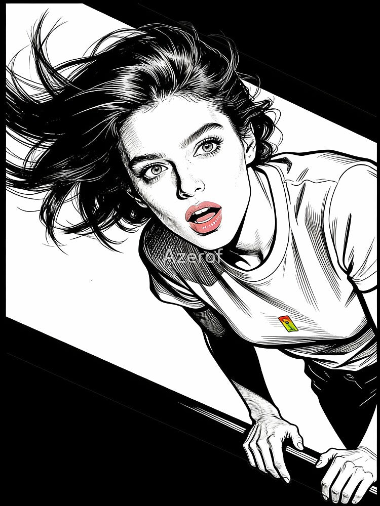 Windblown Hair & Intense Stare - B&W Girl by Azerof