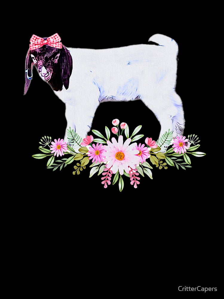Cute baby goat, Baby Boer goat with bow and flowers by CritterCapers