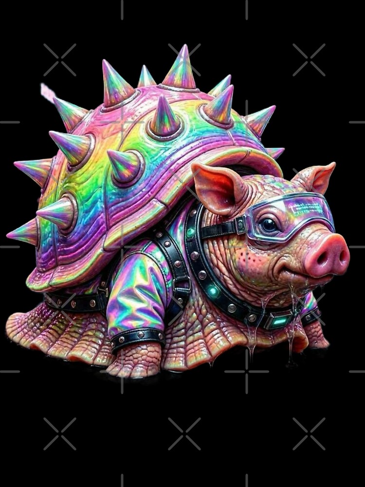 Neon Punk Spiky Pig by LujziWorld