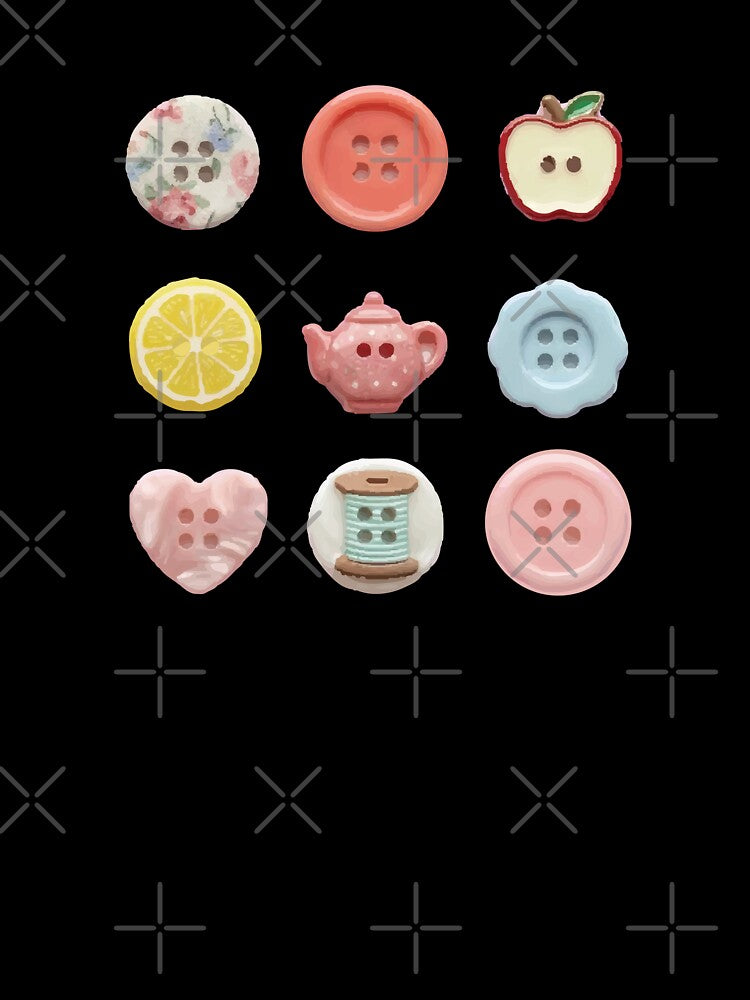 Cute Pastel Button Collection Kawaii Sewing Buttons Vintage Craft Aesthetic by clupheavenn