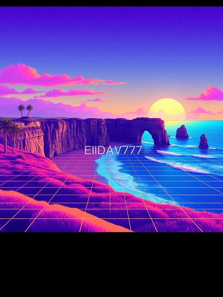 Vaporwave Twelve Apostles Sunset Grid Aesthetic by EllDAV777