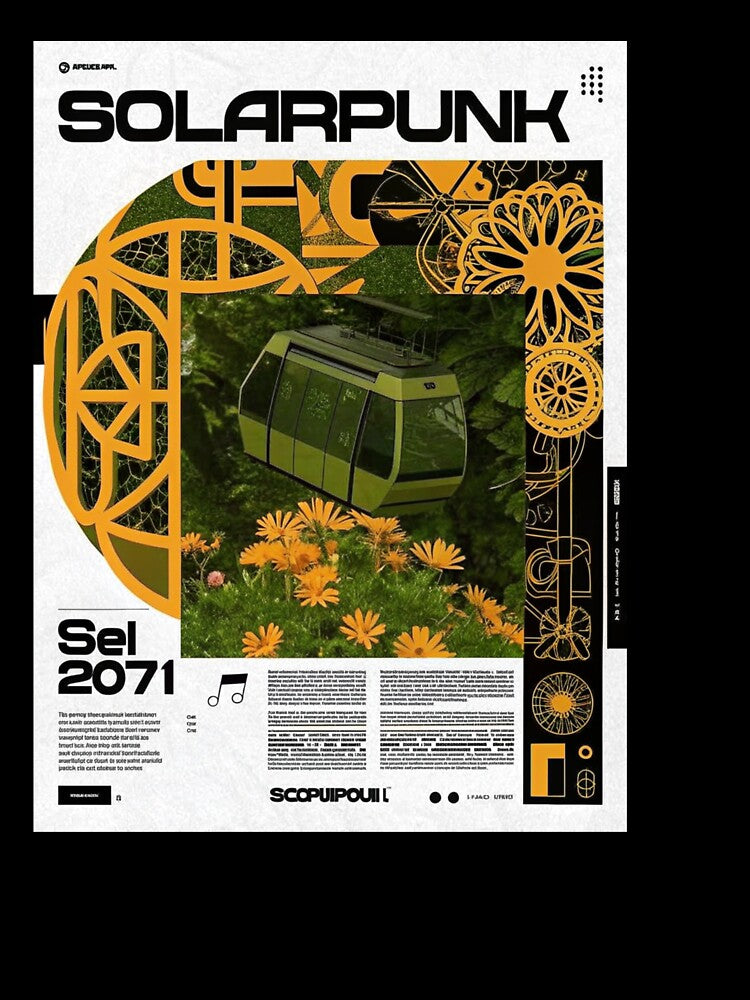 Solarpunk: Eco Cable Car over a Blooming Garden by Raw-Ink