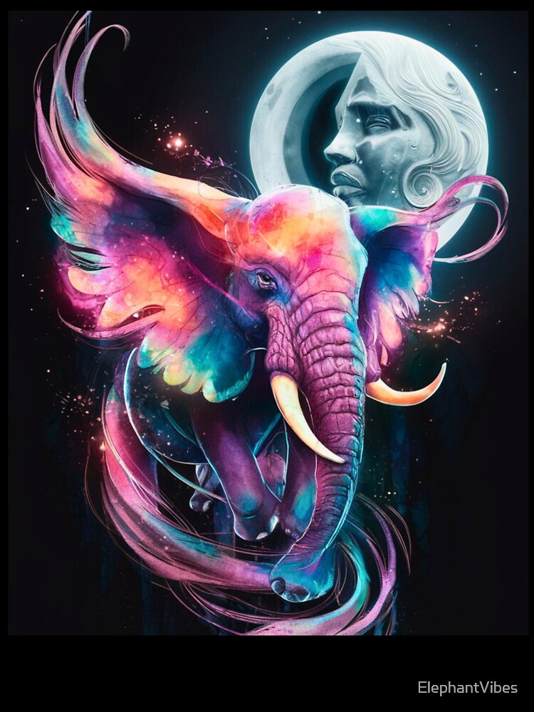 Elephant Portrait. whimsical elephant, celestial elephant by ElephantVibes