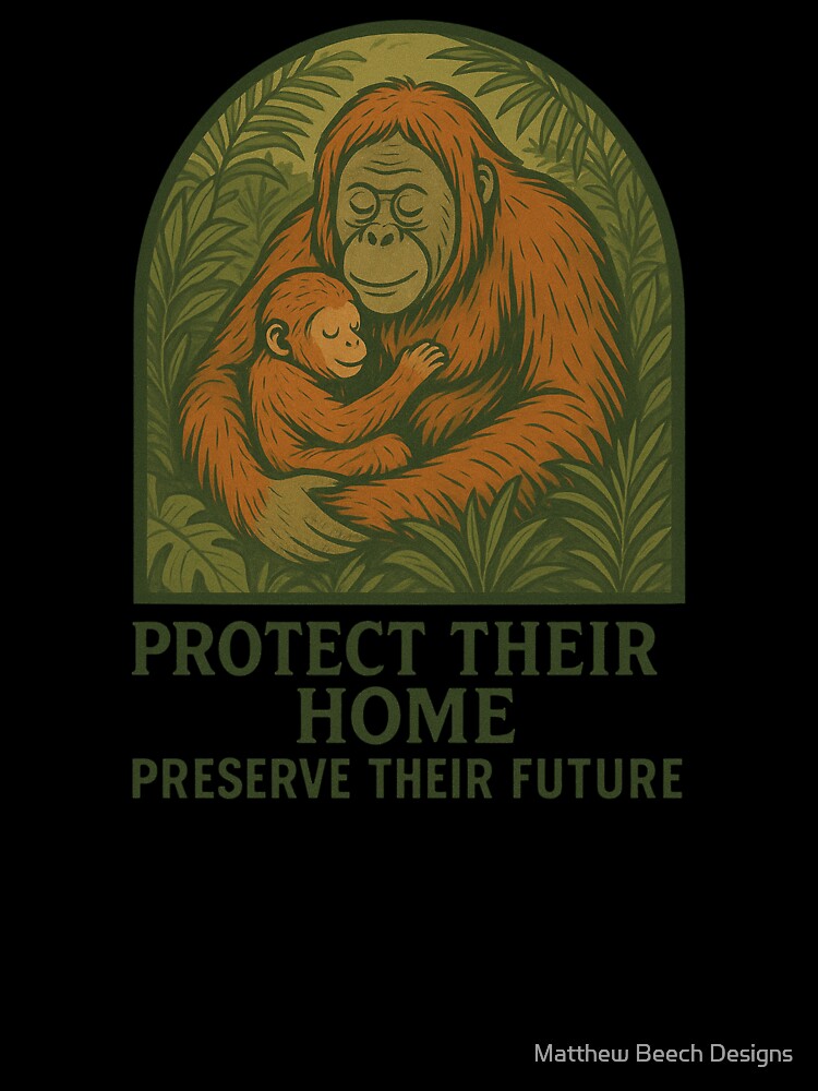 Vintage Orangutan Conservation by Matthew Beech Designs