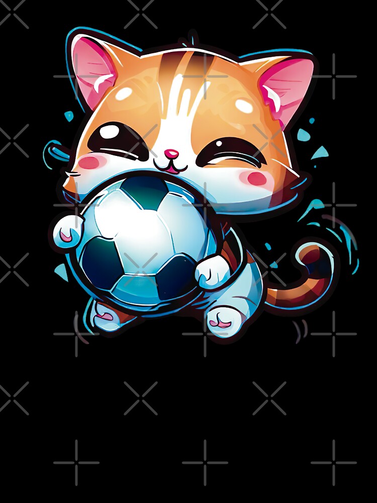 Cute Kawaii Cat Holding a Soccer Ball by Numero14