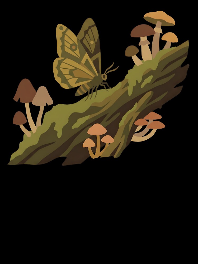 Forestcore Moth & Mushrooms - Earthy Goblincore by BlueCoyoteDigital