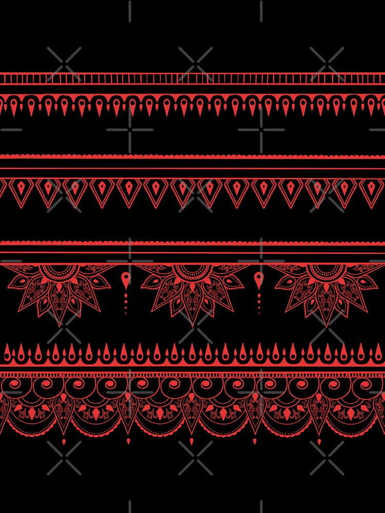 South asian patterns Red on black by Chaoticzarts