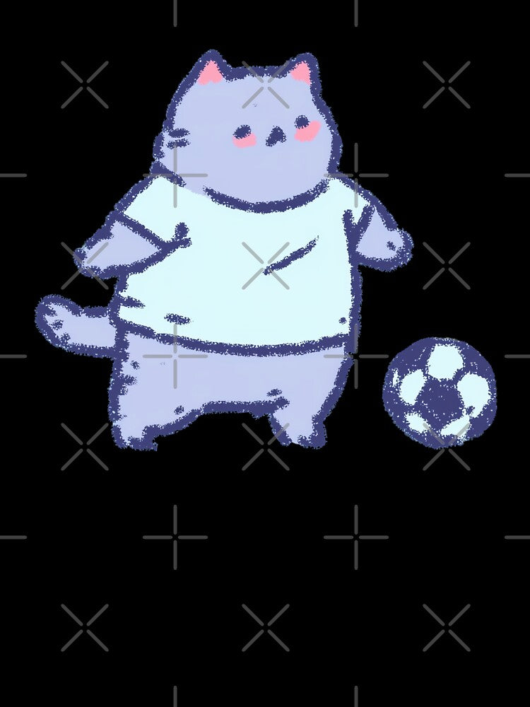 Soccer Football Cat, pastel sketch kawaii illustration by Magnificent Lizard
