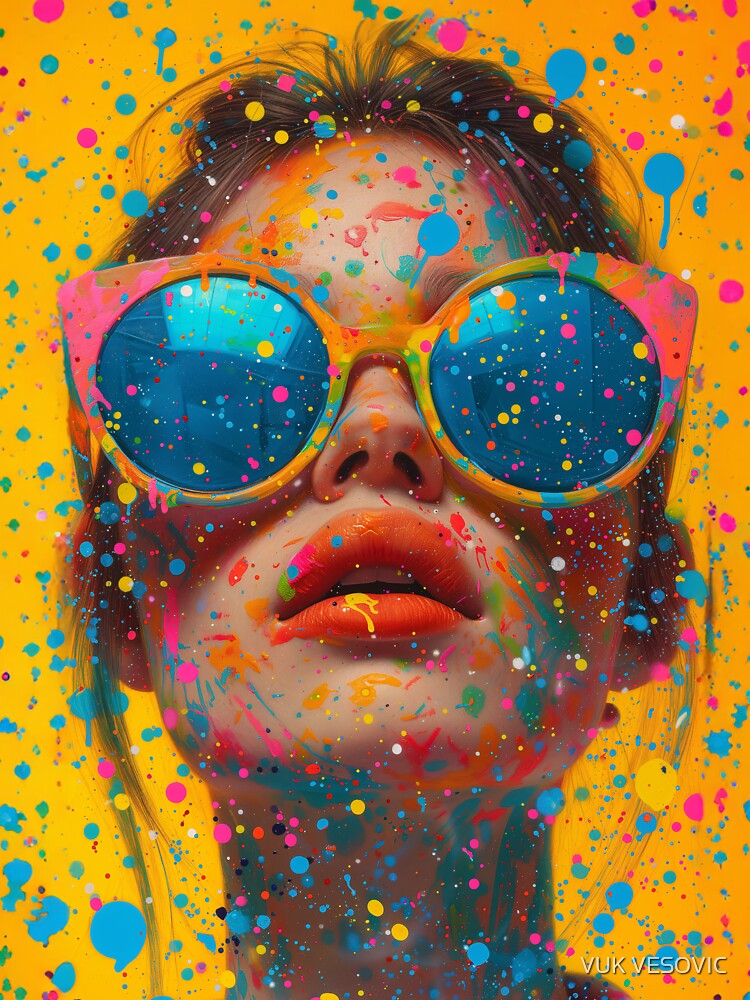 Colorful Paint Woman Sunglasses Bold Pop Art Print by VUK VESOVIC
