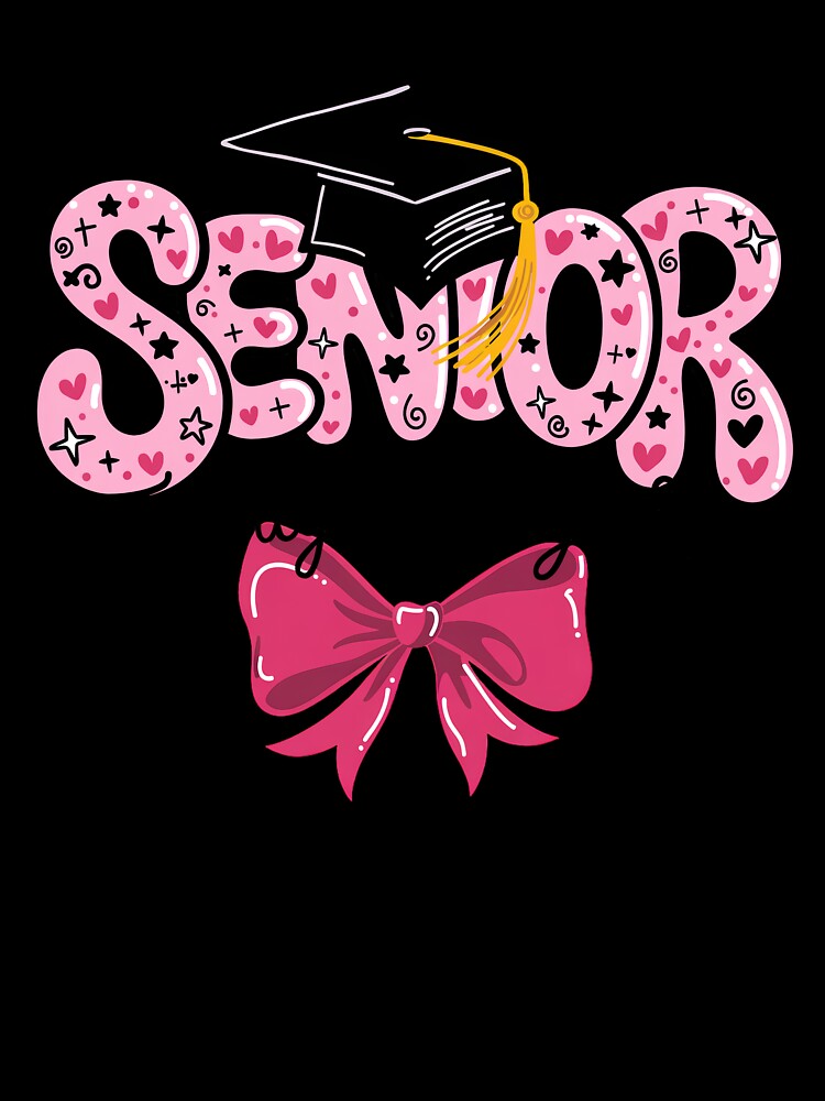 Senior 2026 Graduation | Retro Pink Coquette Bow & Graduation Cap Graphic by pixelspaperslab