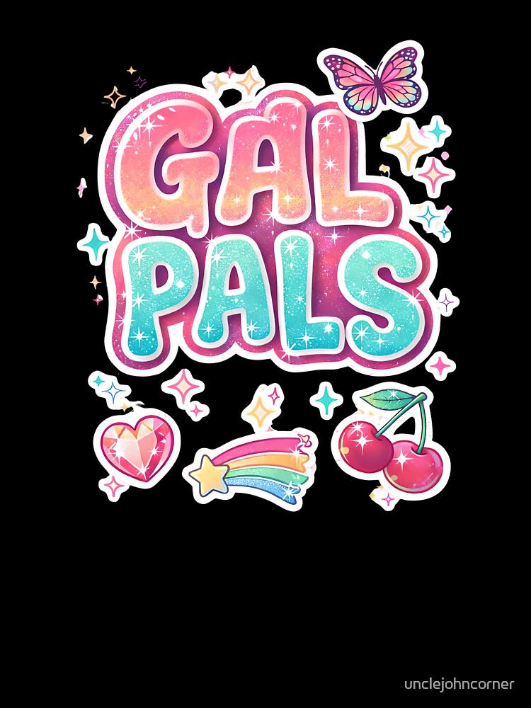Y2K Aesthetic Design, "GAL PALS", Retro 2000s Digital Art, Bubble Letters & Glitter, Nostalgic Graphic, Millennium Core Artwork by unclejohncorner