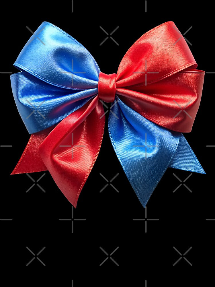 coquette aesthetic red and blue satin bow by DuskTillDown