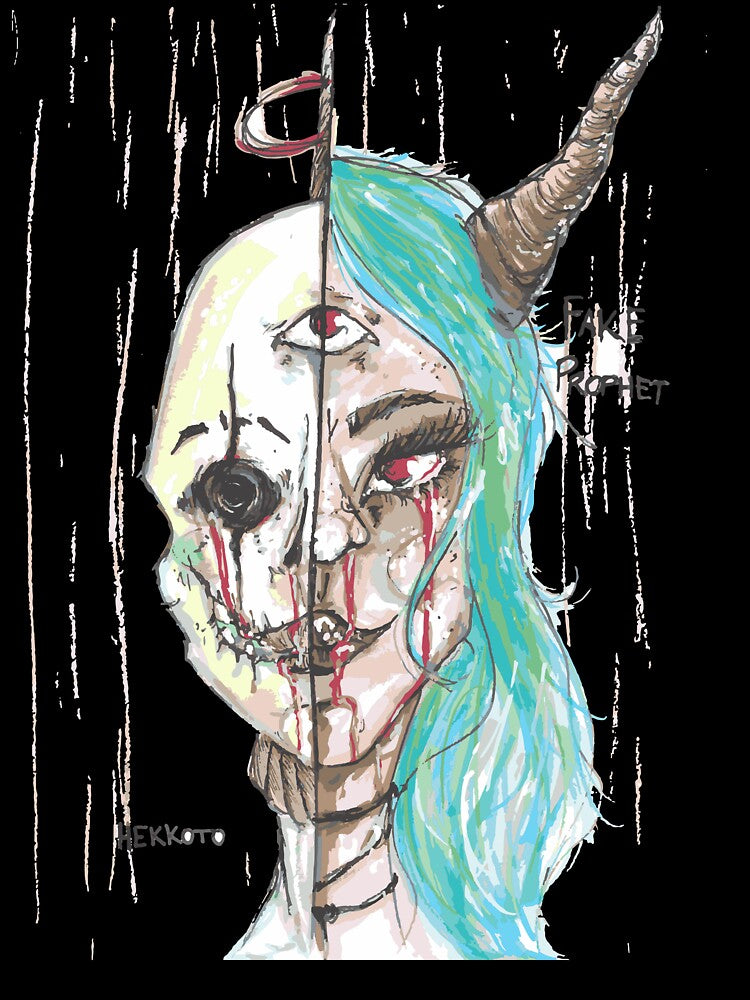 Fake prophet anime girl and monster demon horror by Hekkoto
