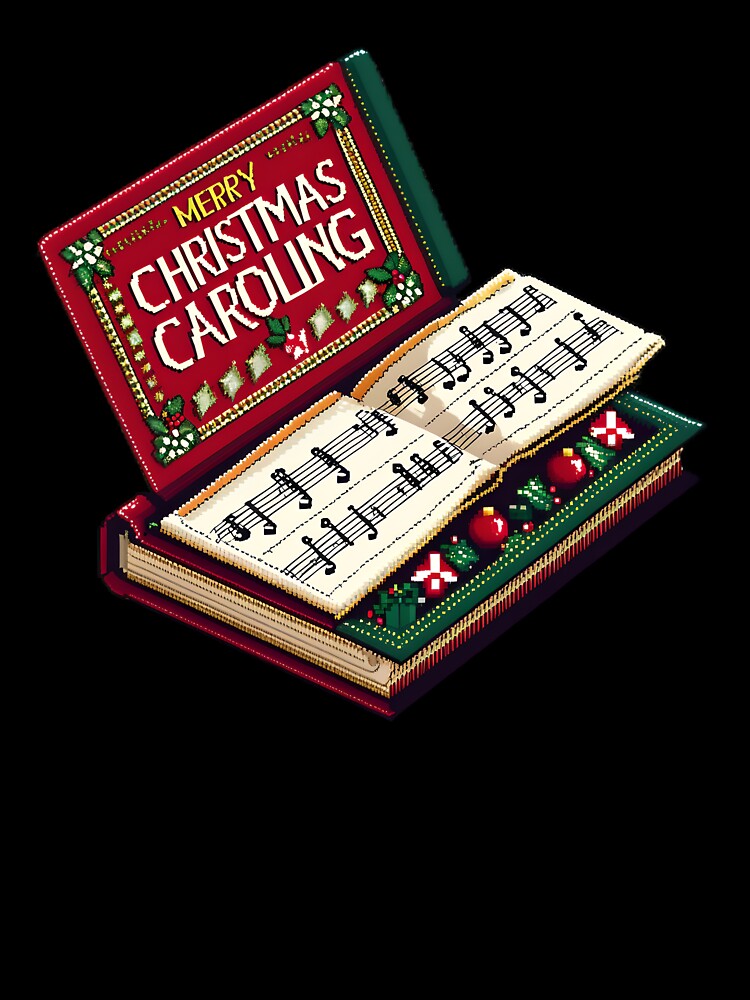 Cute Pixel Christmas Caroling Book with Music Notes by BankMano