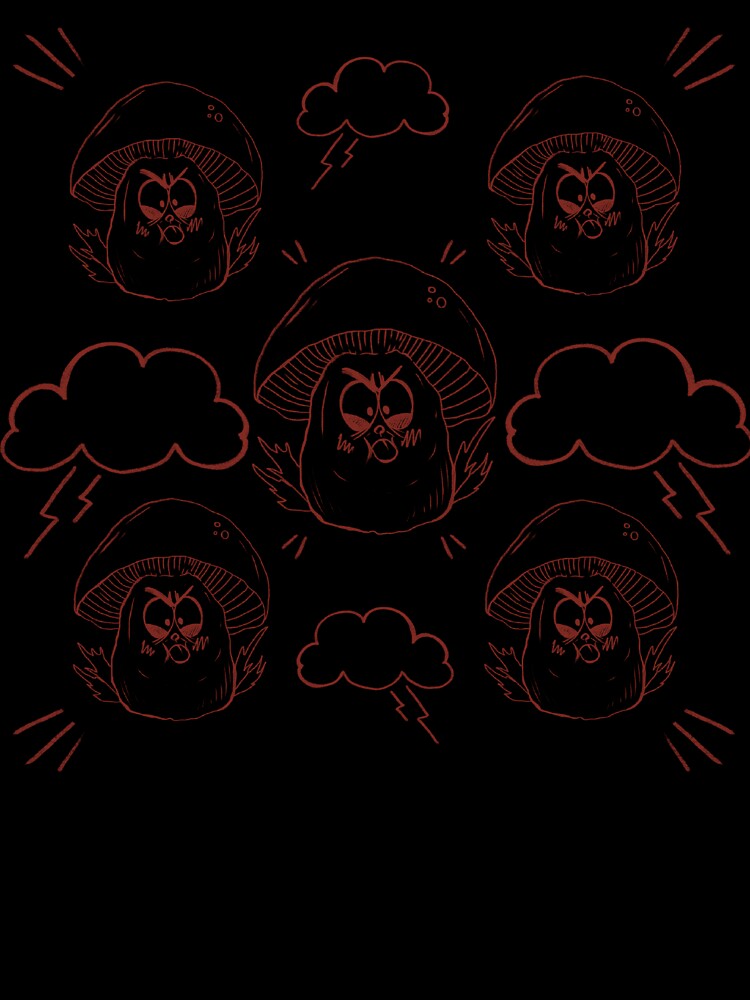 Angry Cute Mushroom Storm Mood Doodle by Pryhozha