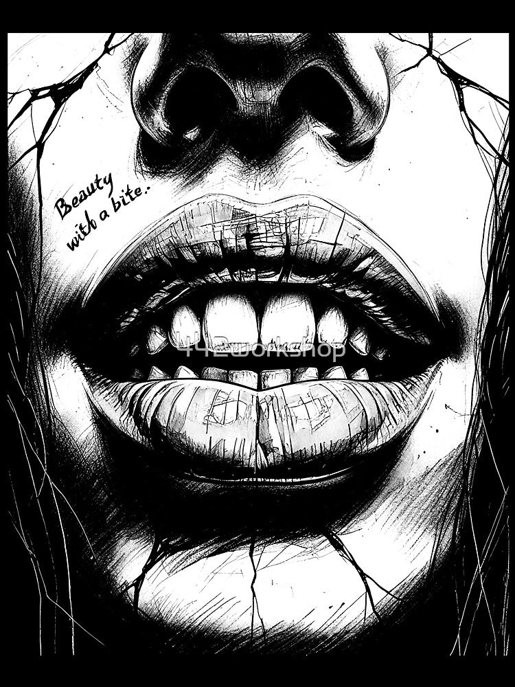 Beauty with a Bite - Seductive Ink Illustration by 442workshop