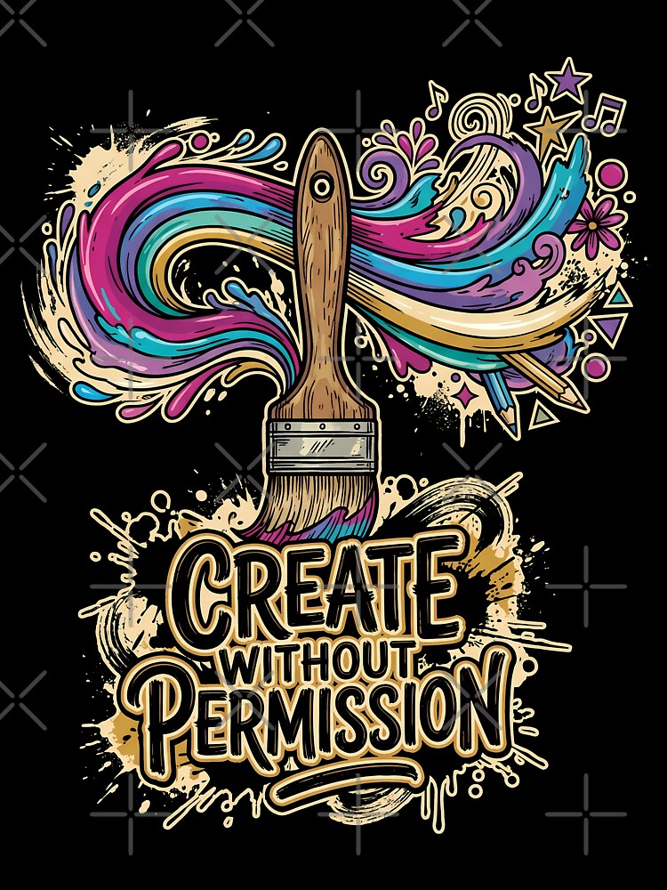 Create Without Permission – Vibrant Artistic Freedom Retro Design by DesignDoodleArt