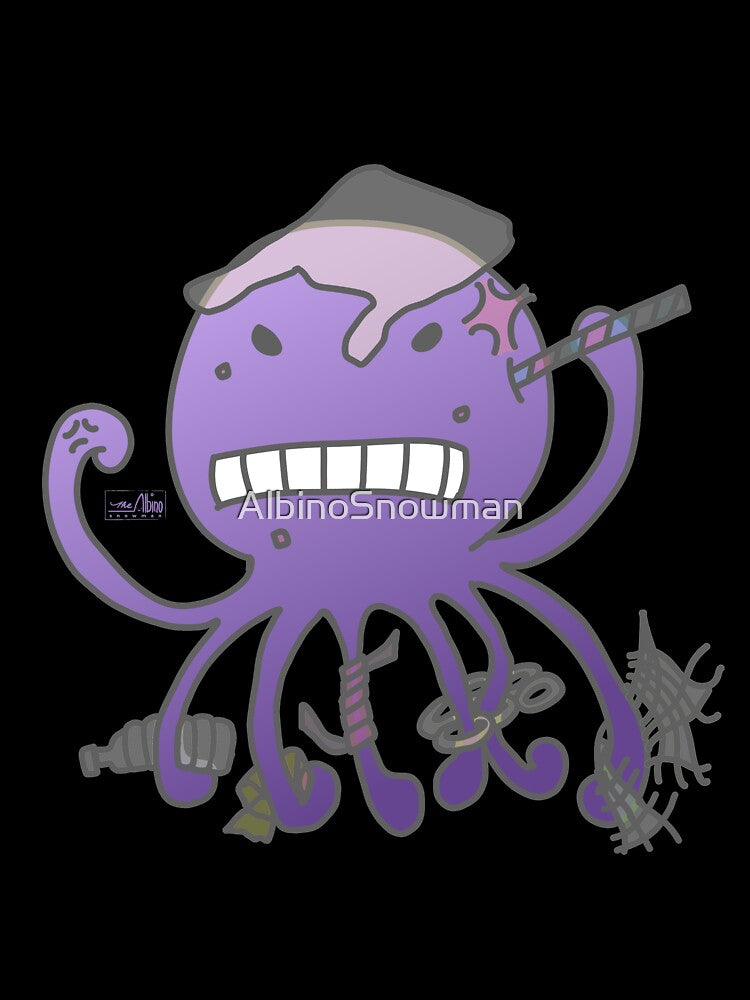 Angry octopus annoyed by plastics by AlbinoSnowman