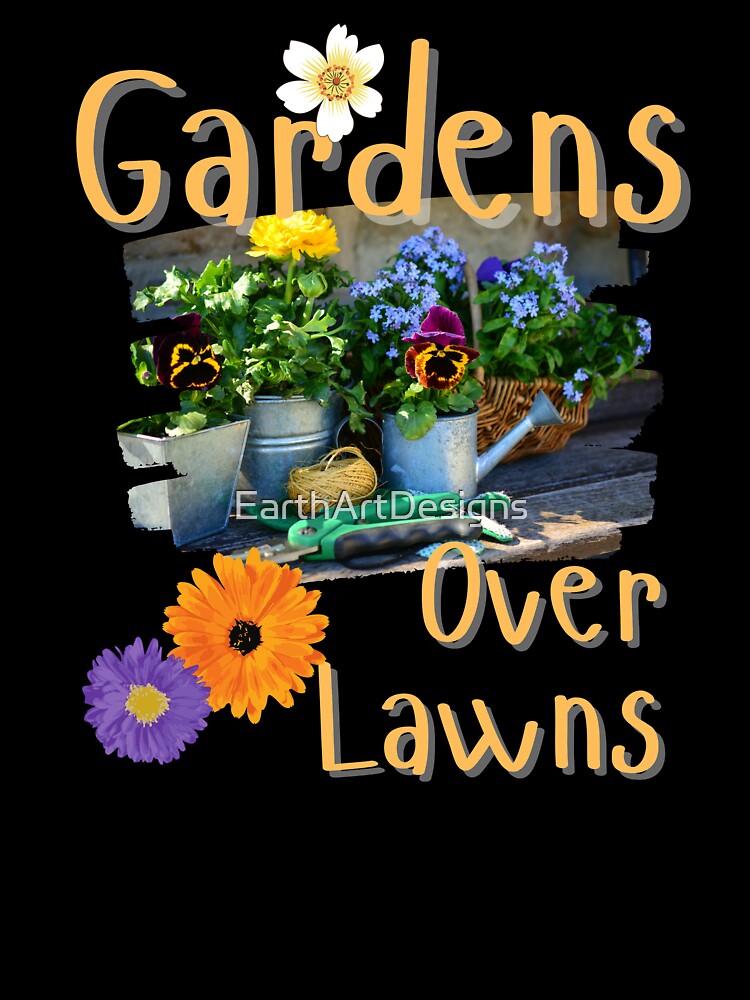 Gardens Over Lawns Colorful Flower Design by EarthArtDesigns