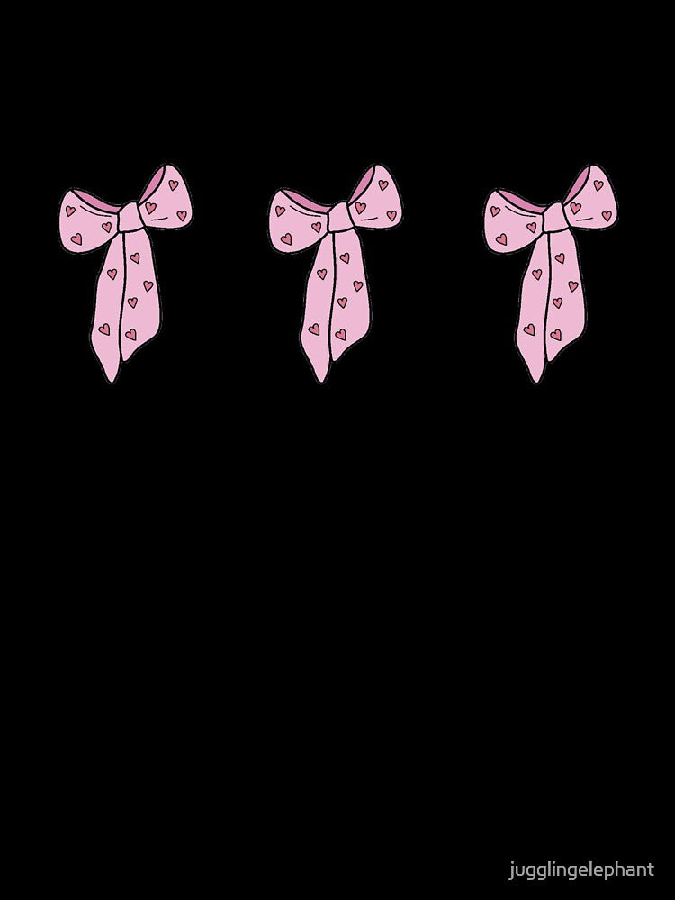 Pink Kawaii Bow Trio with Hearts | Coquette Aesthetic Drawing by jugglingelephant