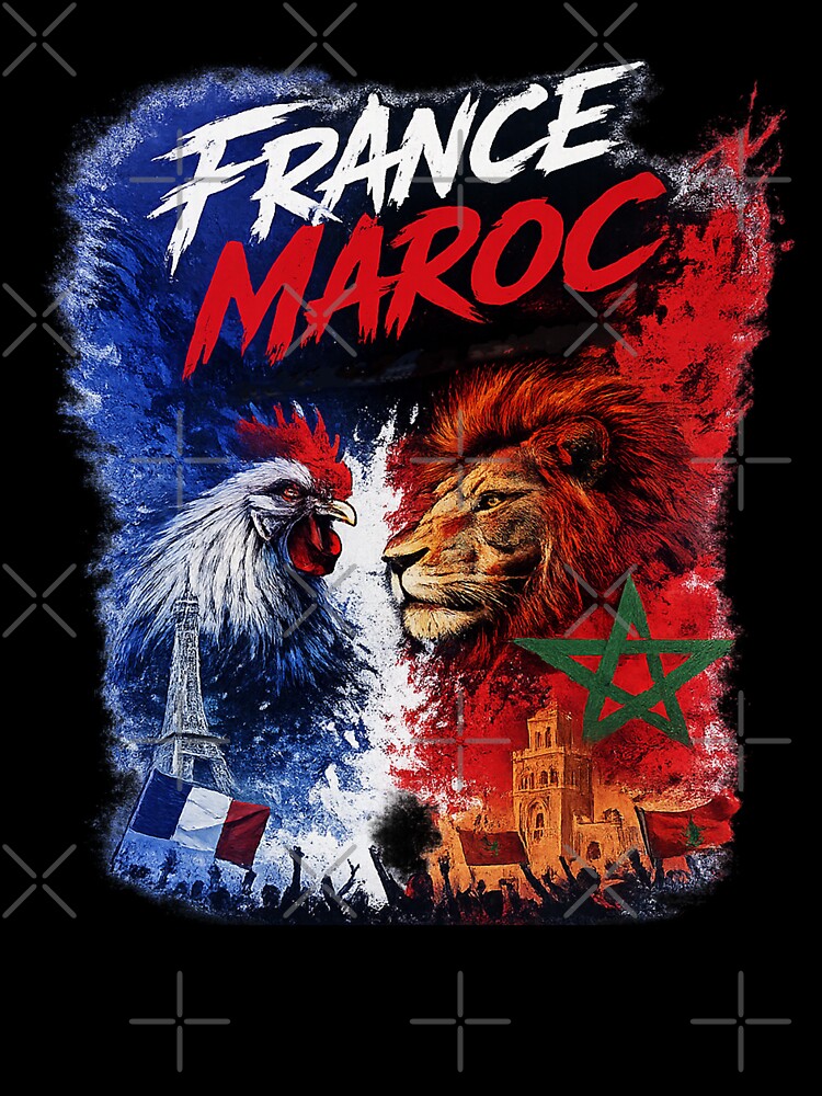France vs Morocco | French Rooster & Moroccan Lion Football Fan Design by johsef