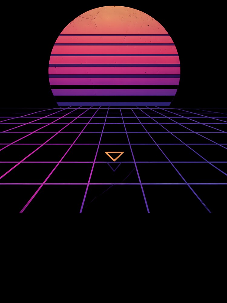 Neon Grid Sunset – Retro-style synthwave landscape by AlphaAutomation