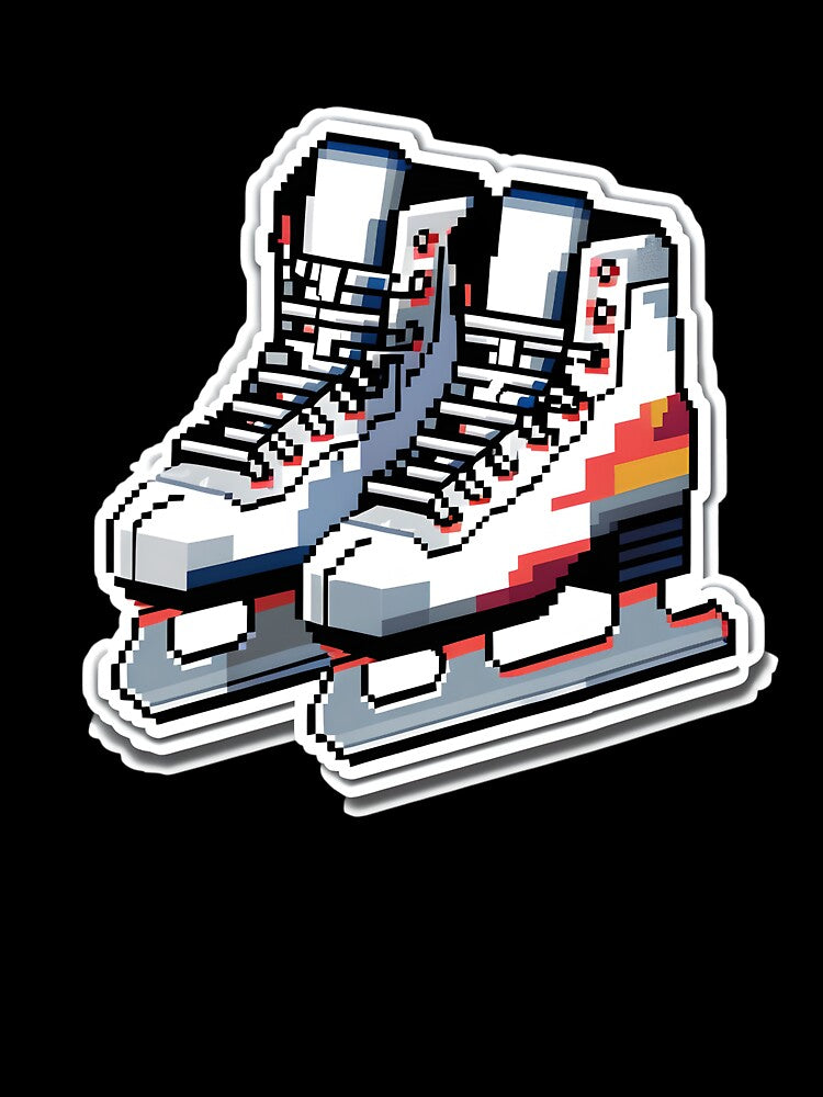Cute Pixel Winter Ice Skates with Silver Blades by BankMano