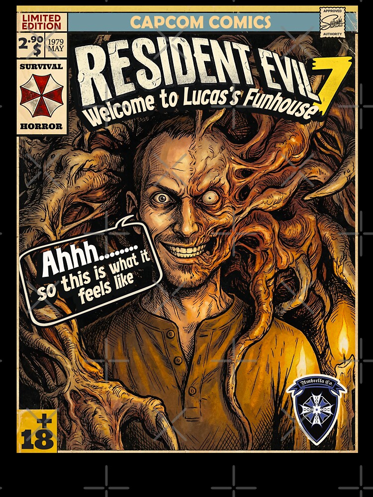 Resident Evil 7 Lucas Baker Comic Book Cover Retro Gaming Art by Back2Collage