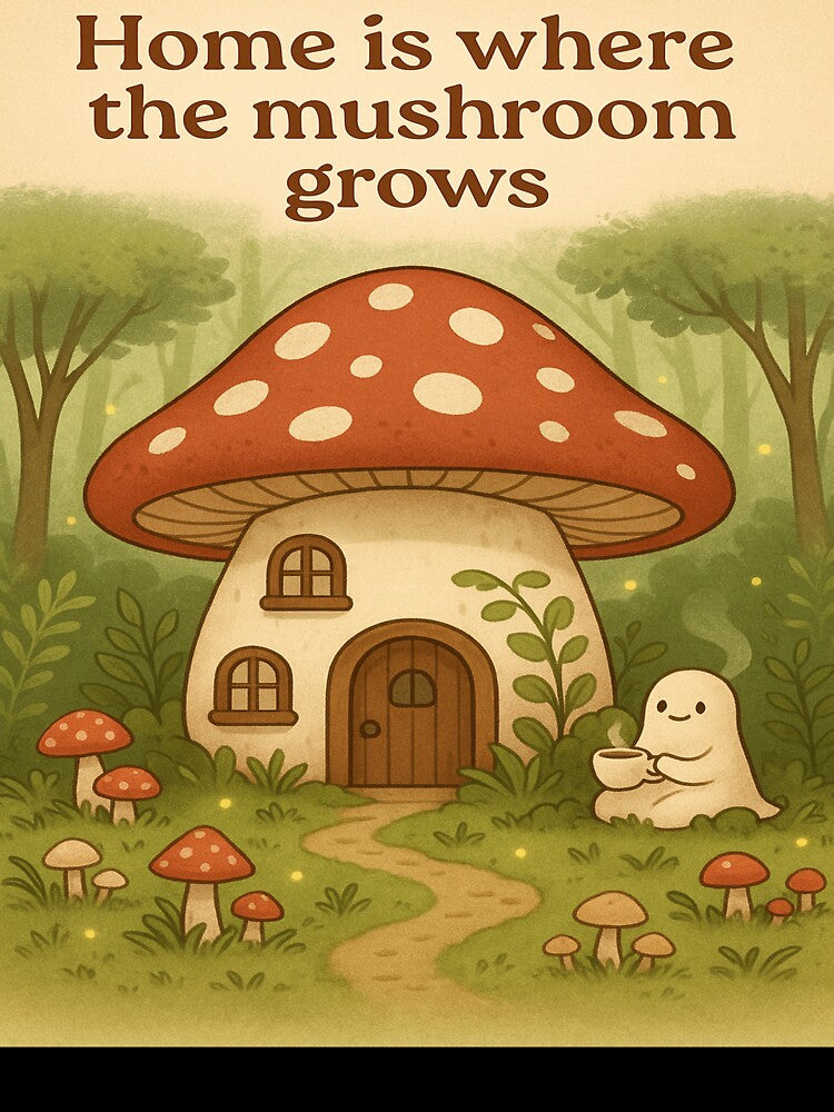 Home Is Where the Mushroom Grows | Cottagecore Forest Ghost Design by Laugh & Rewind