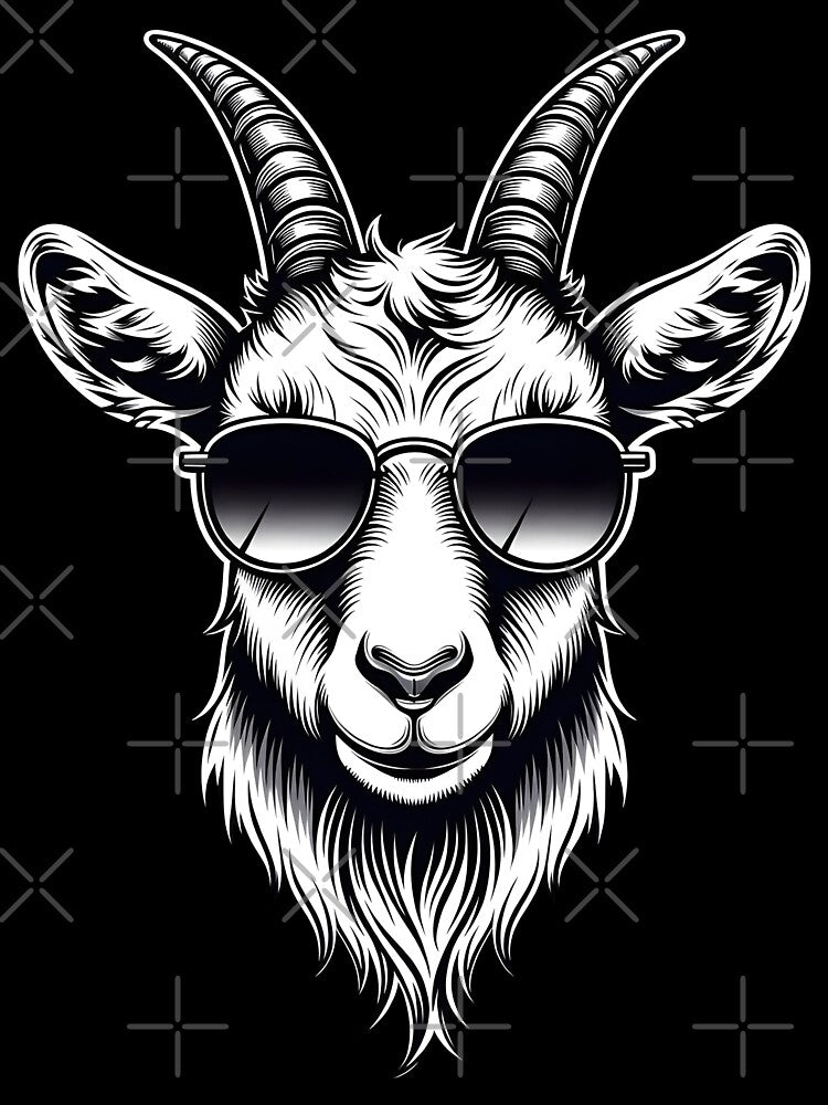 Monochrome Goat with Sunglasses by Clauxel