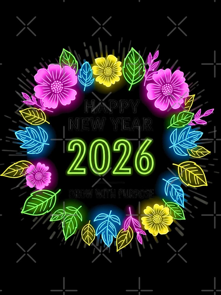 Neon Floral Happy New Year 2026 | Grow with Purpose Celebration by lojadpop