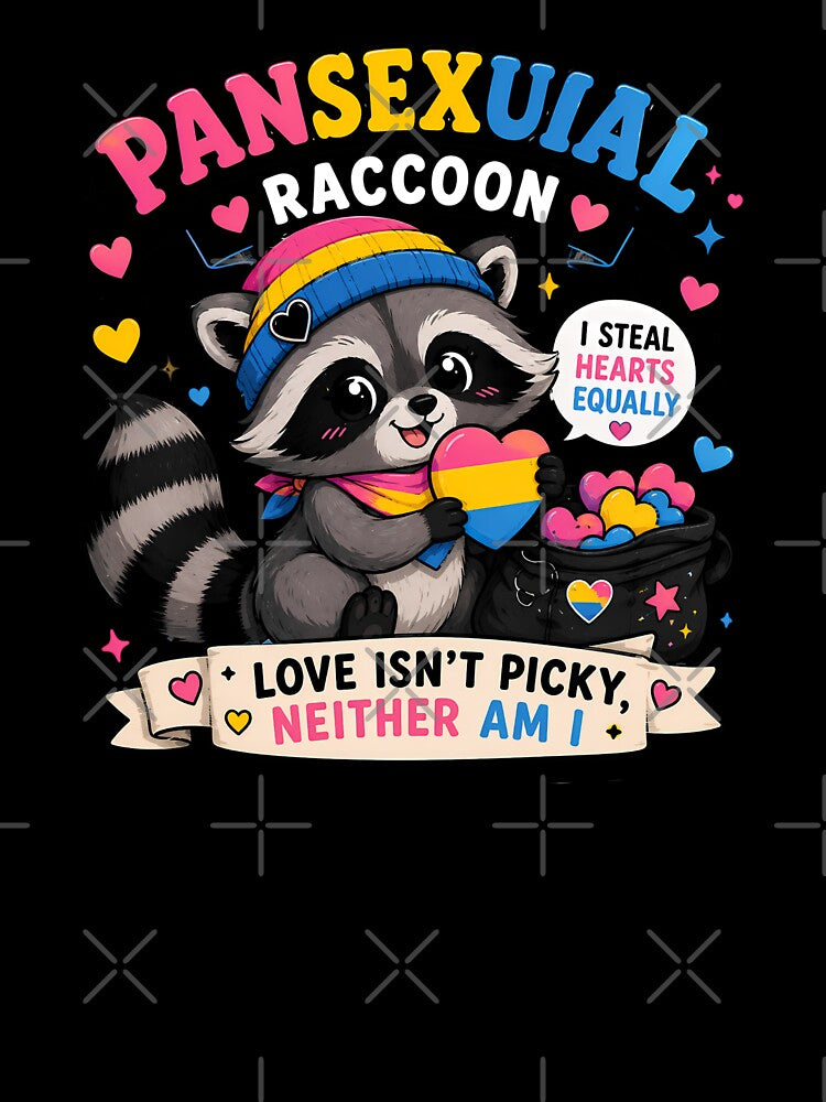 Pansexual Raccoon | Pride Creatures Collection | LGBTQ Mascots | Emotional Support Animals | Cute Queer Stickers by VectorJoy