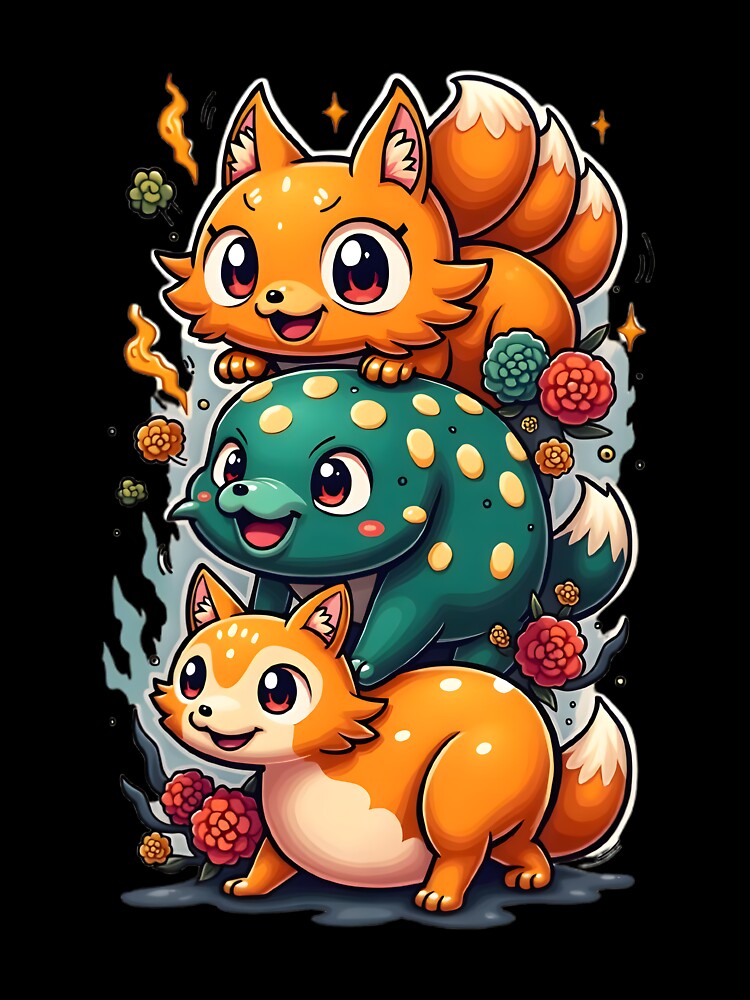 Magical Yokai Friends – Kawaii Trio in Japanese Style by ARIKEN