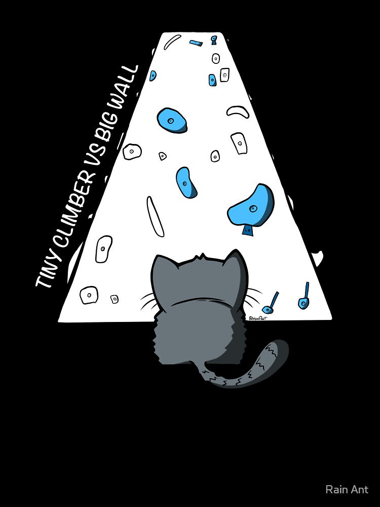 Tiny Climber vs Big Wall Black Design by Rain Ant