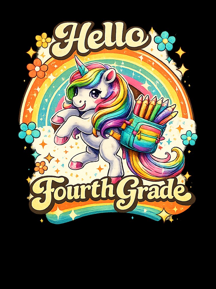 Hello 4th Grade Unicorn Teacher Kids Girls by QuiteOrbit