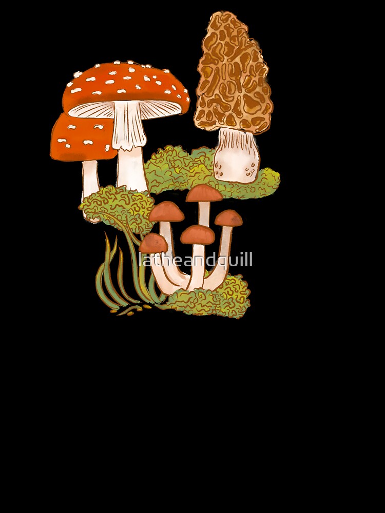 Mushroom Forest on Cream White by latheandquill