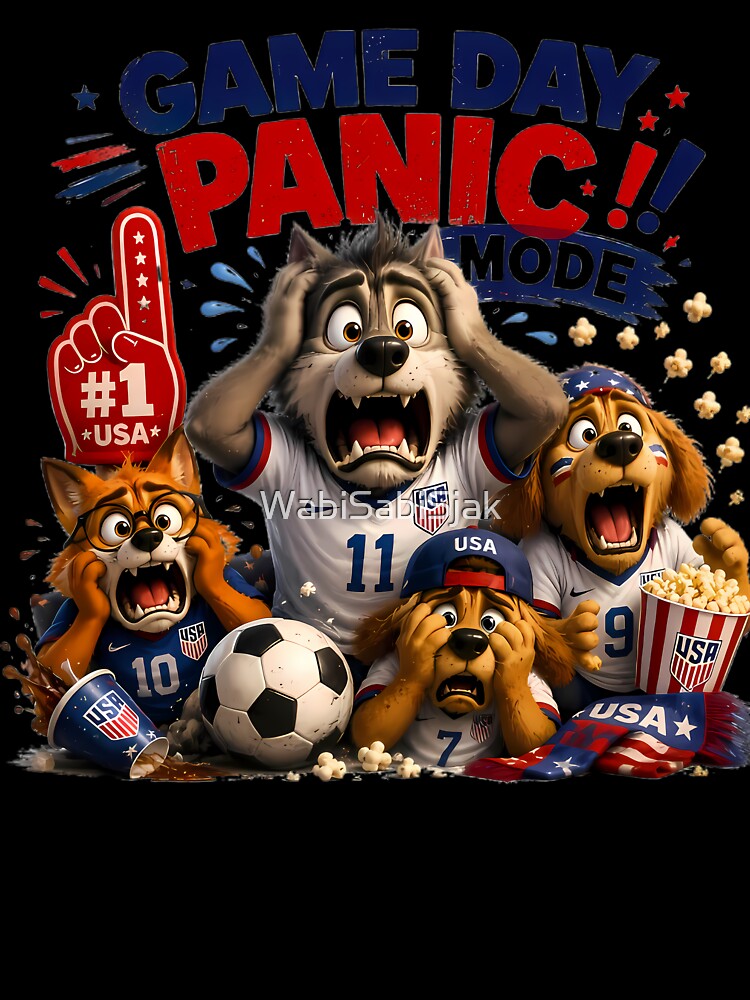 Game Day Panic Mode | Funny USA Soccer Fan Shirt by WabiSabiSjak