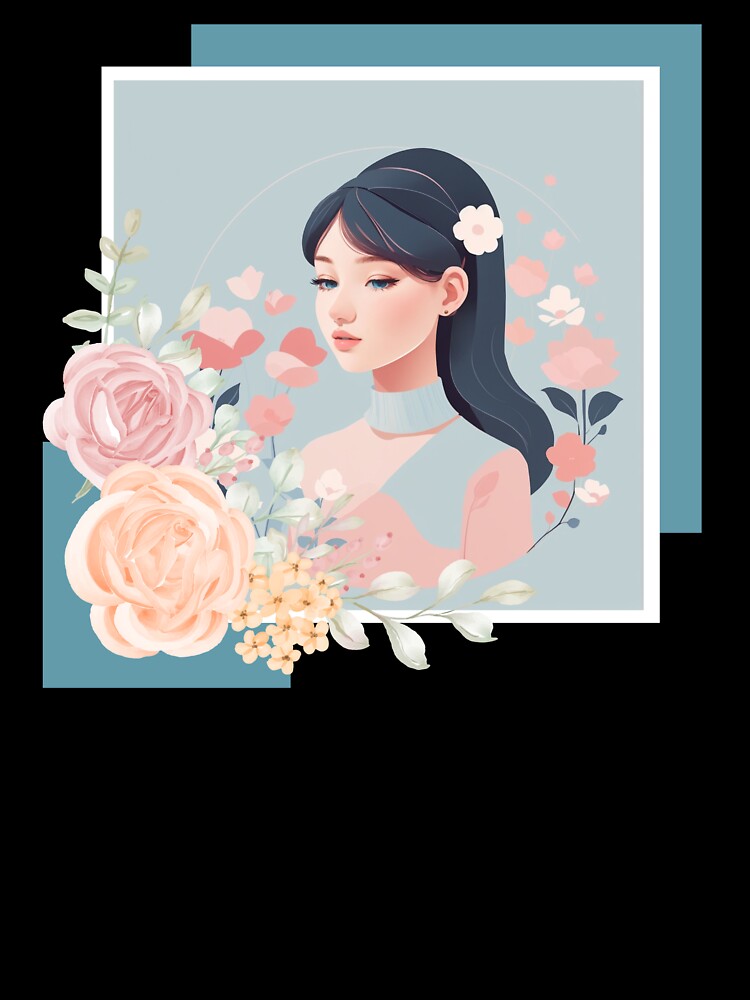 Beautiful woman with black hair, pastel tones by Piano-pn