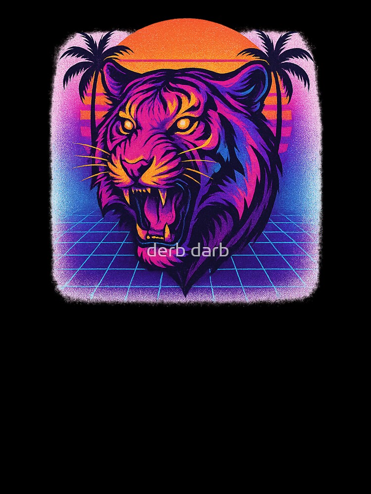 Neon Sunset Tiger – Retro 80s Vibe by derb darb